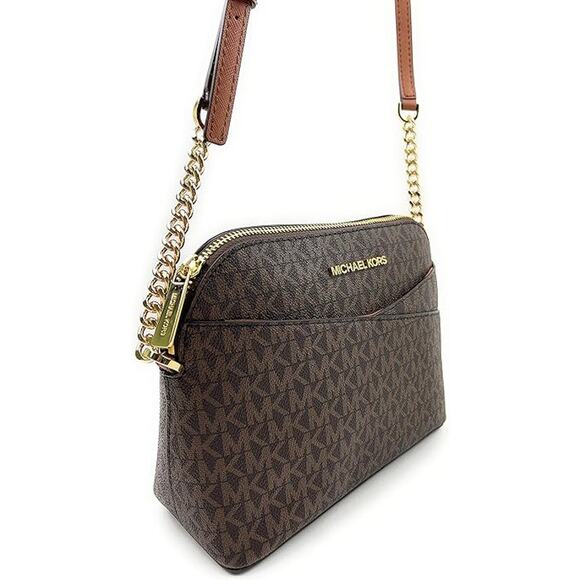 NWT Michael Kors Womens Jet Set Medium Crossbody Leather Handbag (BROWN)-OS - Picture 3 of 7